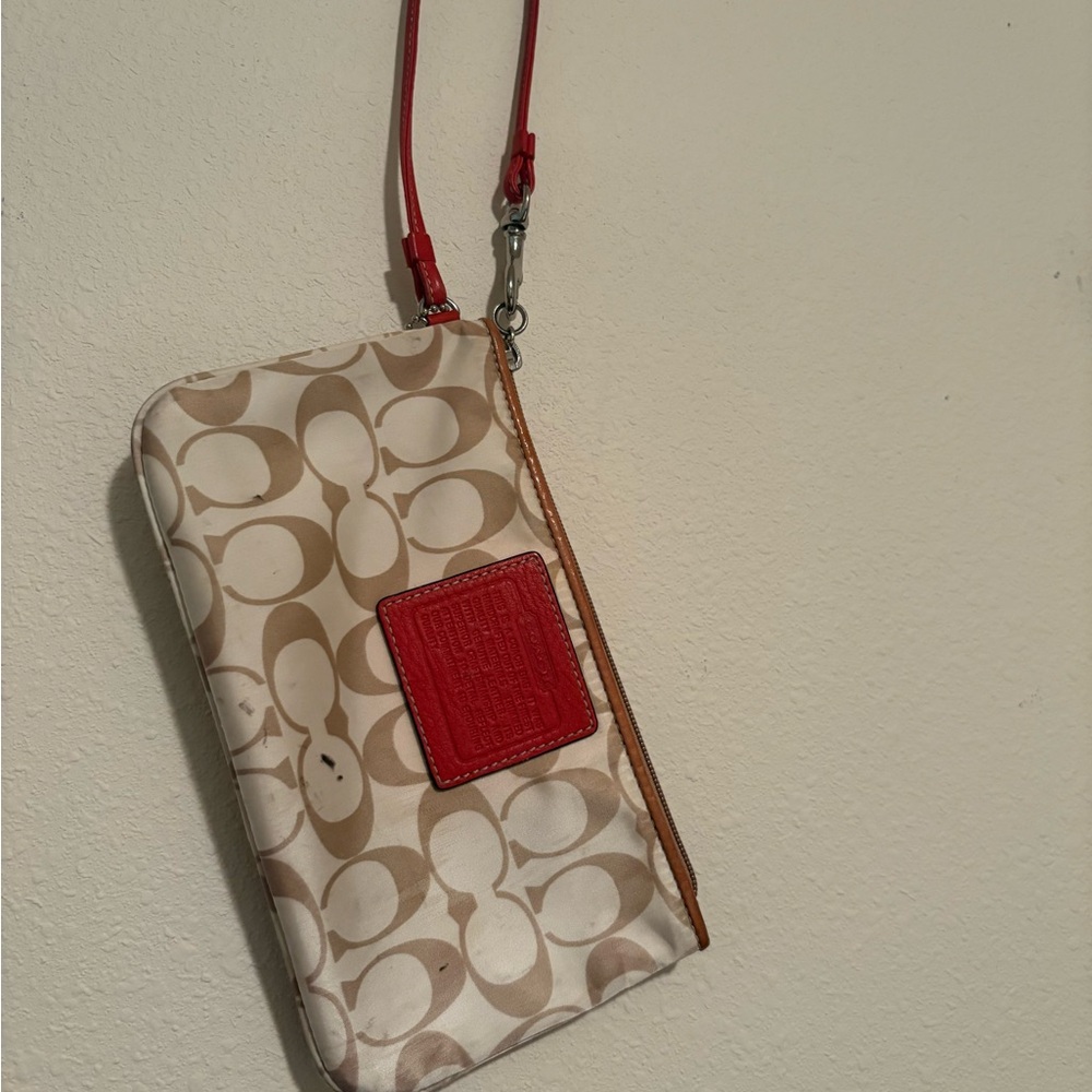 Coach Beige and Red Phone Case